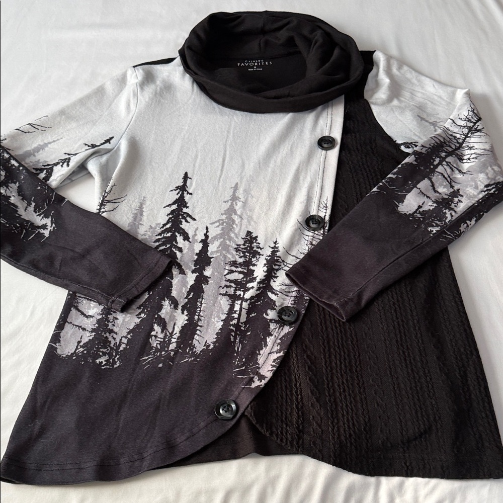 Catalog Favorites Silhouette Trees Cowl Neck Tunic